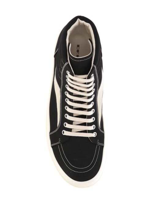 Black/white organic cotton sneaker Rick Owens Dark Shadow | DU01D1810NDKLVS911